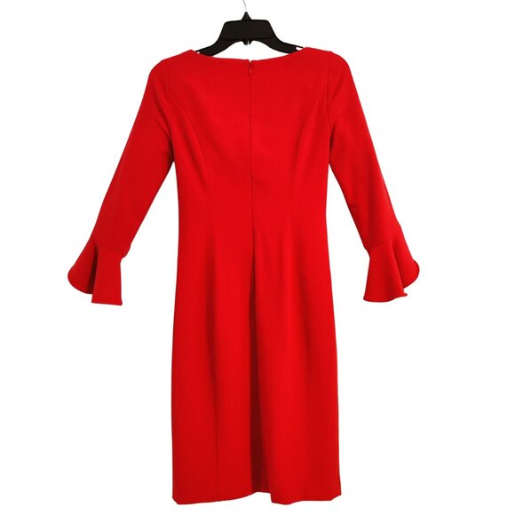 🎄Christmas Red Dress ✨ White House Black Market – Sheath, Bell Sleeves – Size 0 - Picture 3 of 4